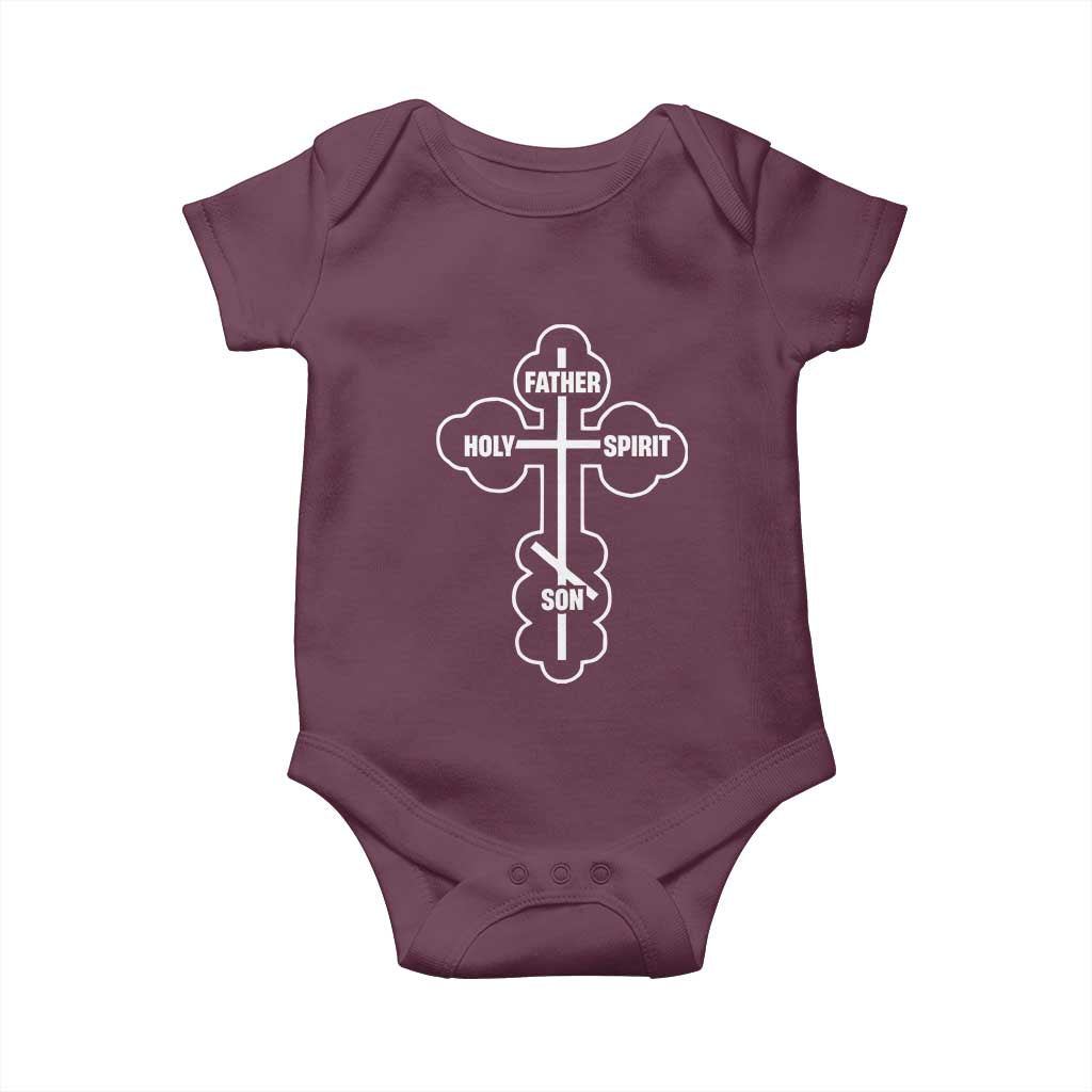 Russian Greek Byzantine Golden Orthodox Cross Father Son Holy Spirit Baby Onesie