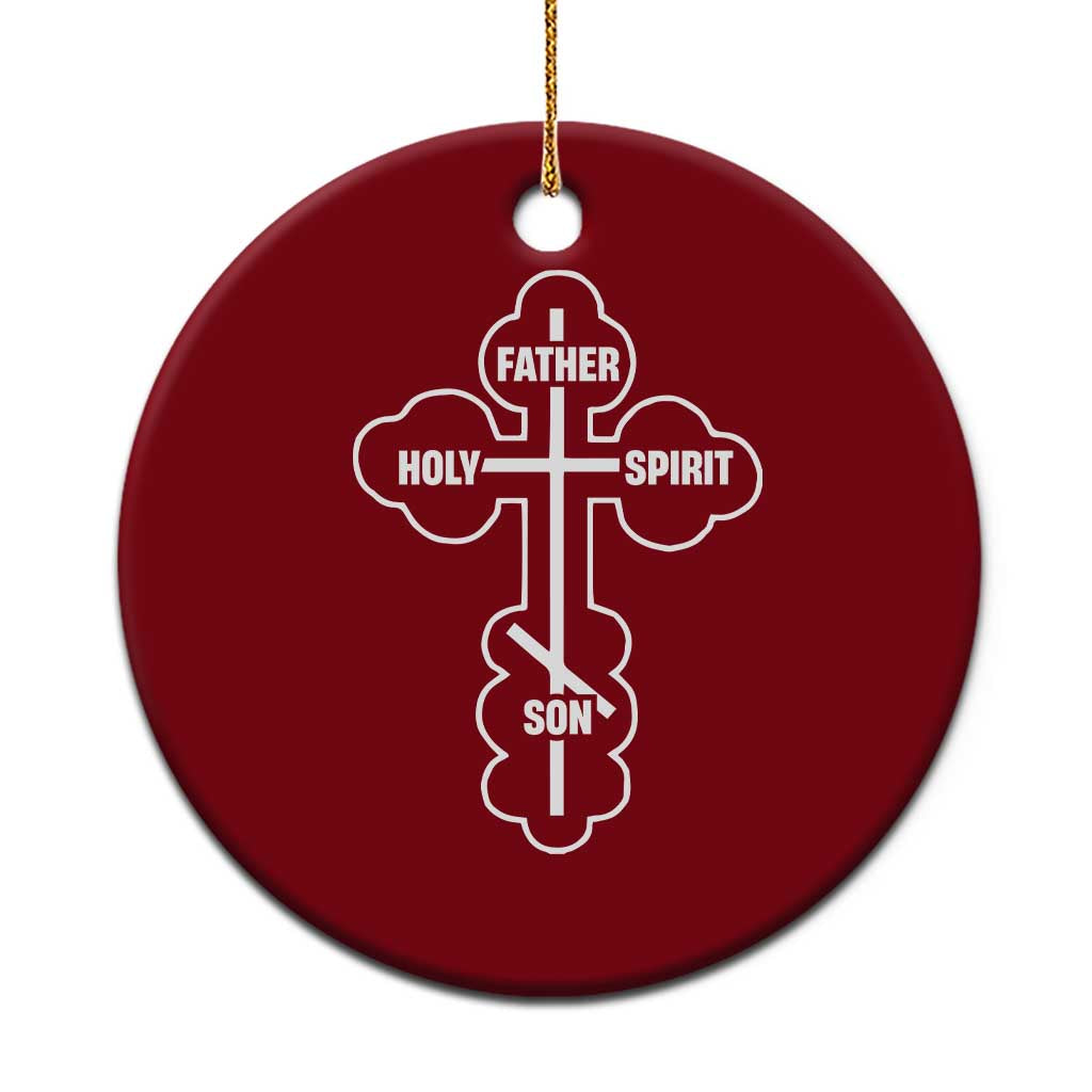 Russian Greek Byzantine Golden Orthodox Cross Father Son Holy Spirit Ceramic Ornament - Wonder Print Shop