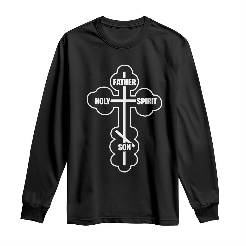 Russian Greek Byzantine Golden Orthodox Cross Father Son Holy Spirit Long Sleeve Shirt