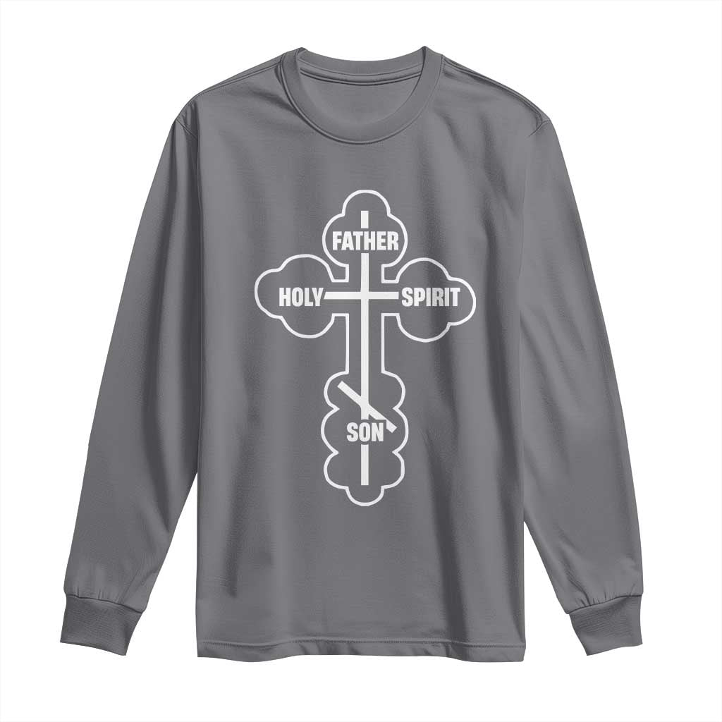 Russian Greek Byzantine Golden Orthodox Cross Father Son Holy Spirit Long Sleeve Shirt
