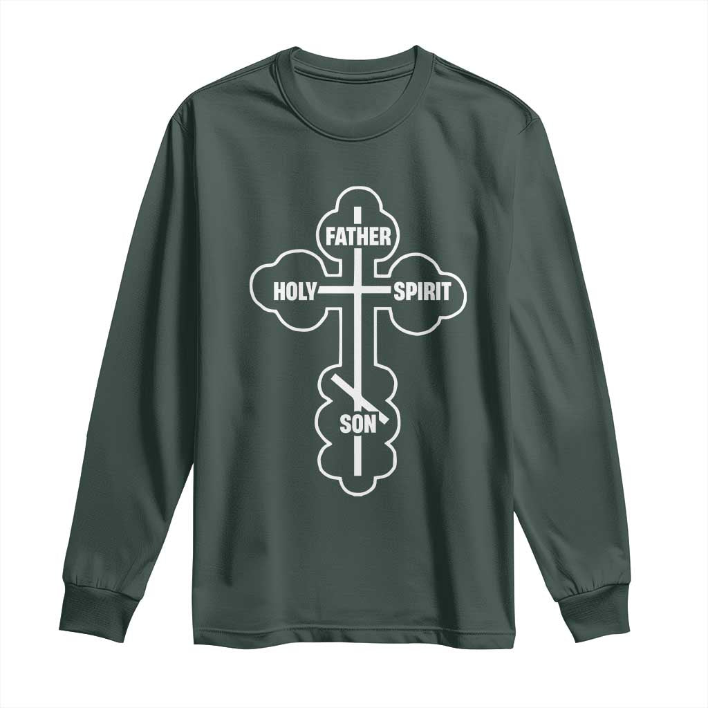 Russian Greek Byzantine Golden Orthodox Cross Father Son Holy Spirit Long Sleeve Shirt