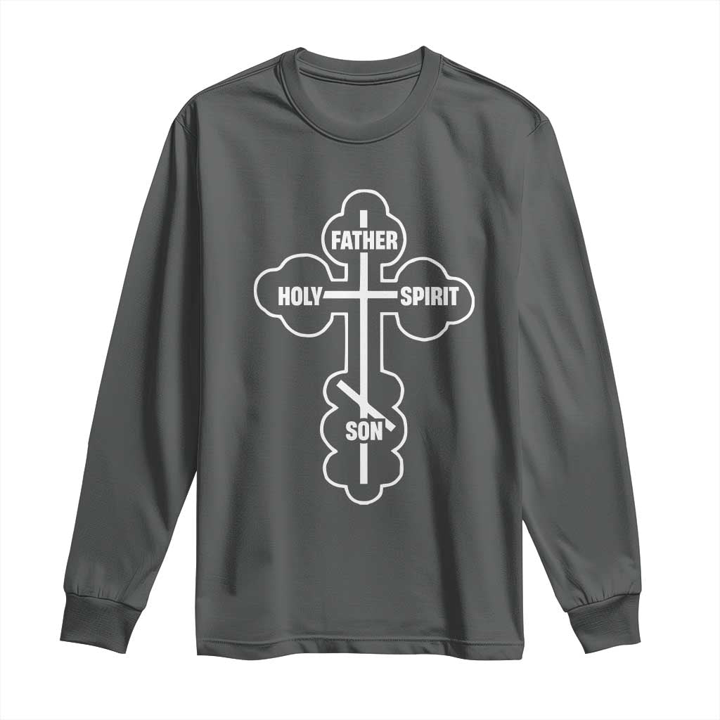 Russian Greek Byzantine Golden Orthodox Cross Father Son Holy Spirit Long Sleeve Shirt