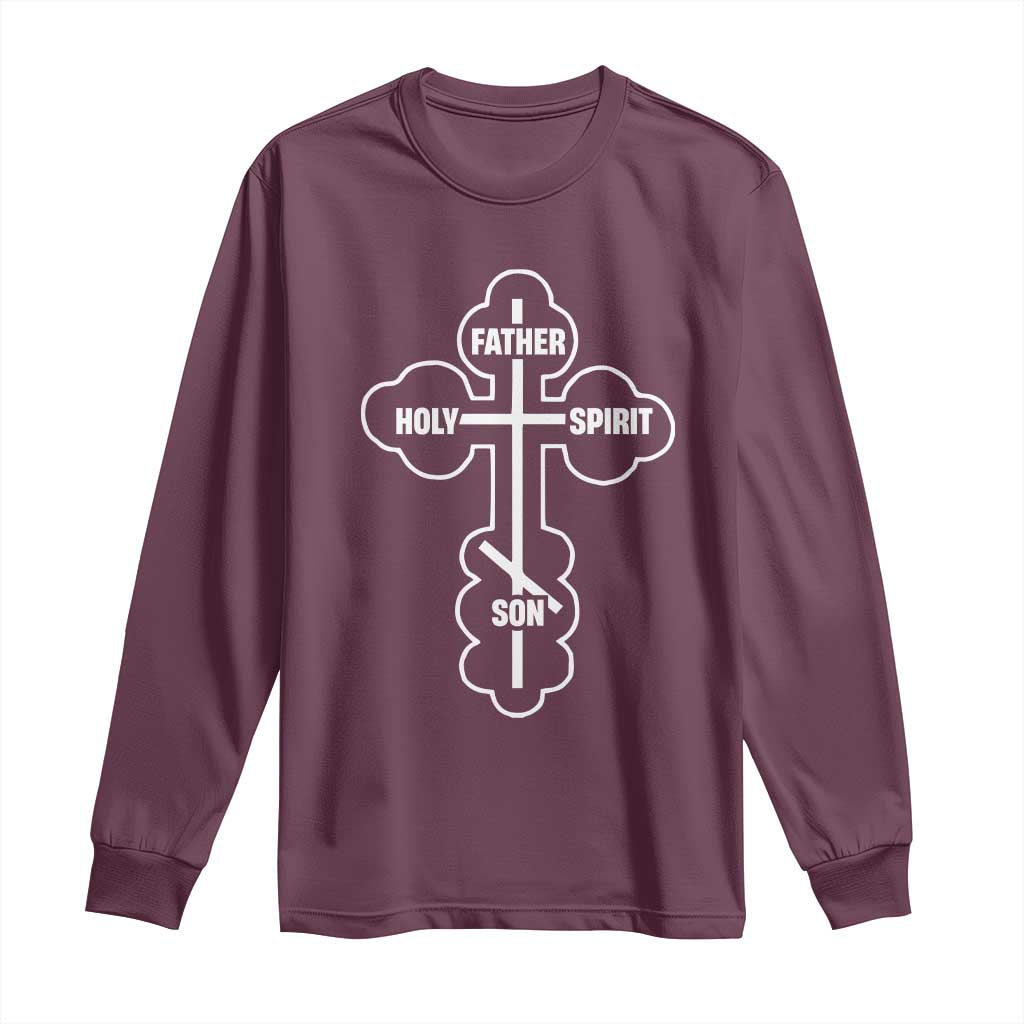 Russian Greek Byzantine Golden Orthodox Cross Father Son Holy Spirit Long Sleeve Shirt