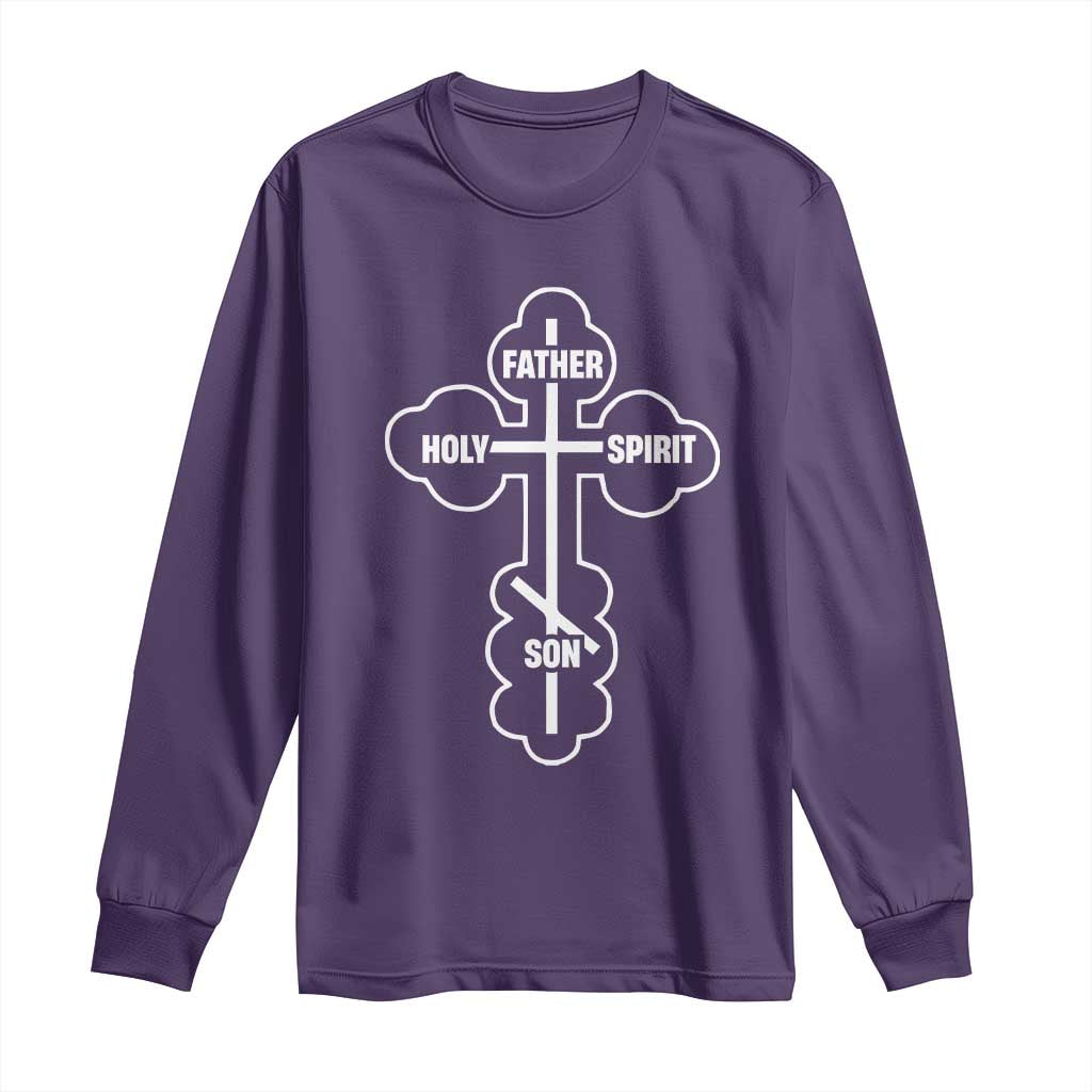 Russian Greek Byzantine Golden Orthodox Cross Father Son Holy Spirit Long Sleeve Shirt