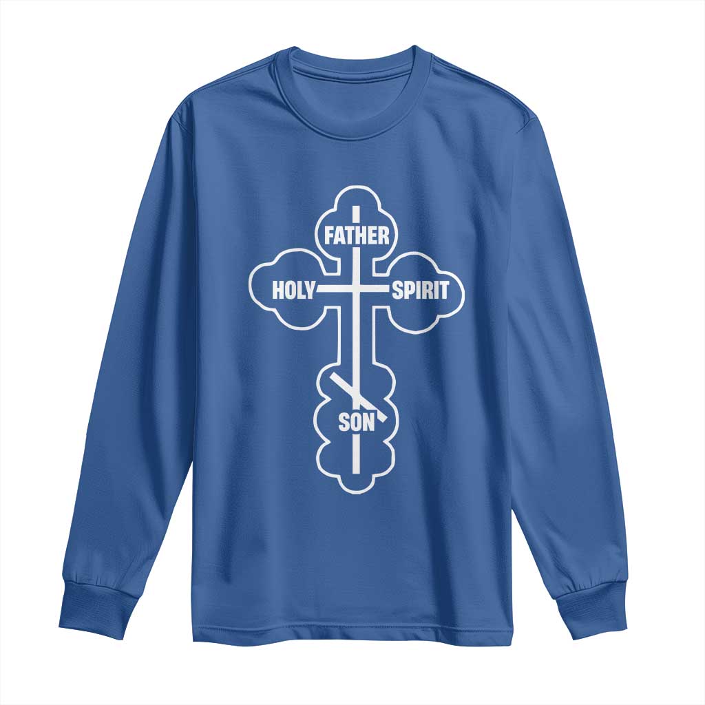 Russian Greek Byzantine Golden Orthodox Cross Father Son Holy Spirit Long Sleeve Shirt