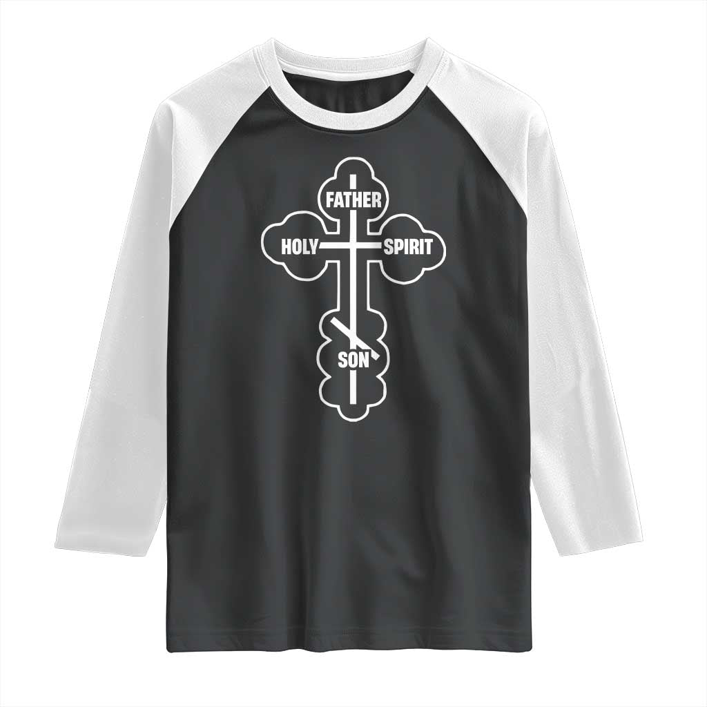 Russian Greek Byzantine Golden Orthodox Cross Father Son Holy Spirit Raglan Shirt