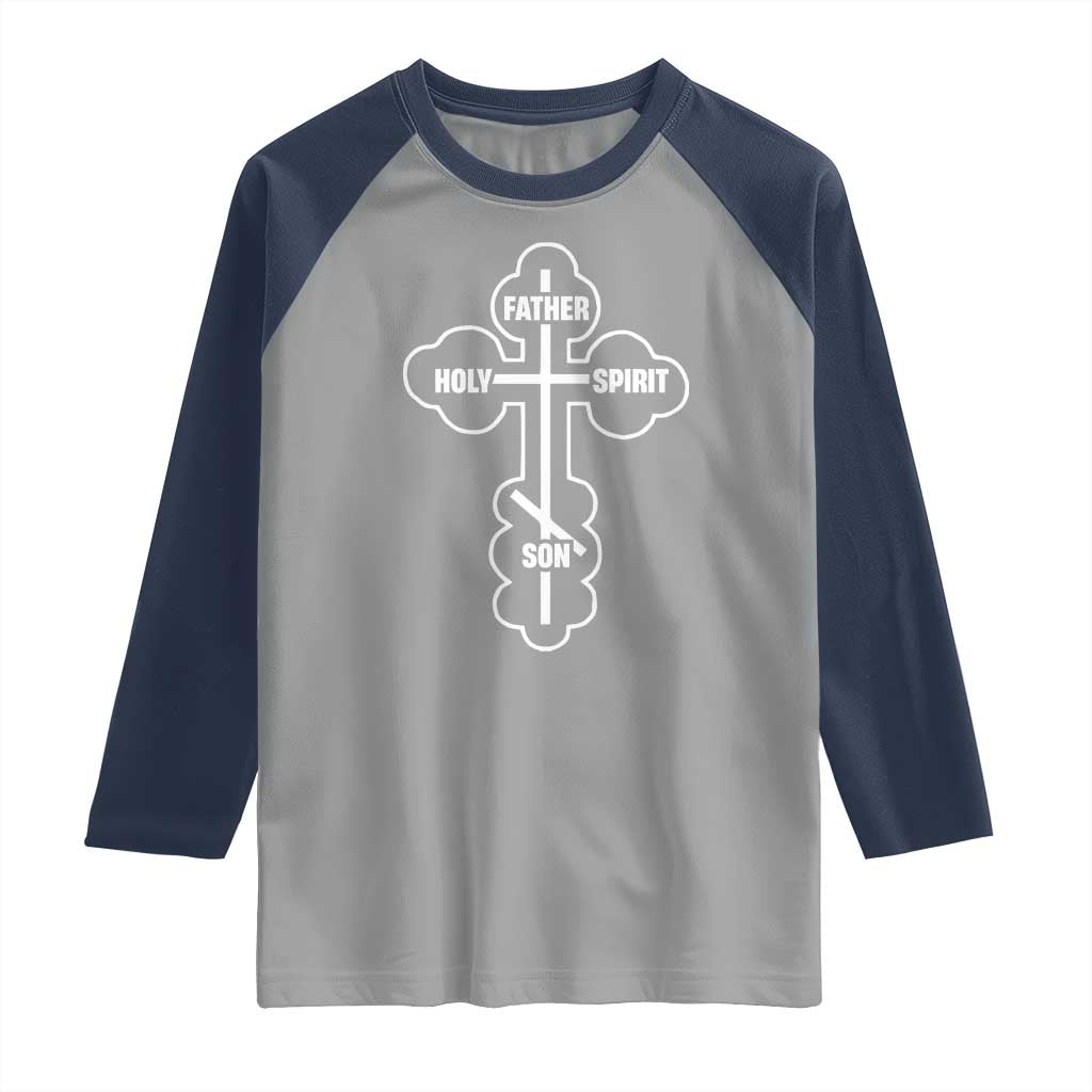 Russian Greek Byzantine Golden Orthodox Cross Father Son Holy Spirit Raglan Shirt