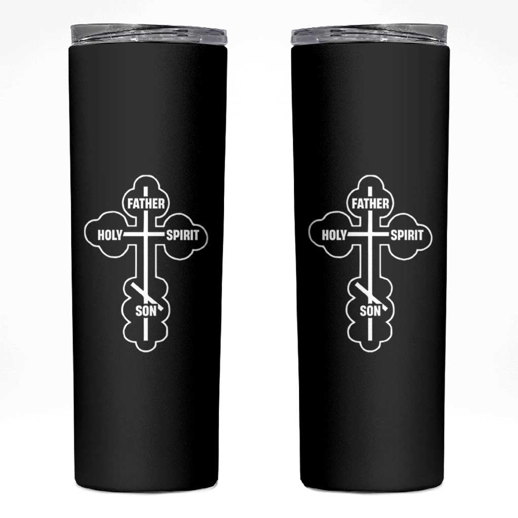 Russian Greek Byzantine Golden Orthodox Cross Father Son Holy Spirit Skinny Tumbler