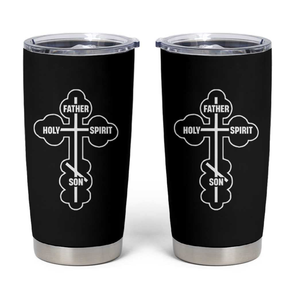 Russian Greek Byzantine Golden Orthodox Cross Father Son Holy Spirit Tumbler Cup