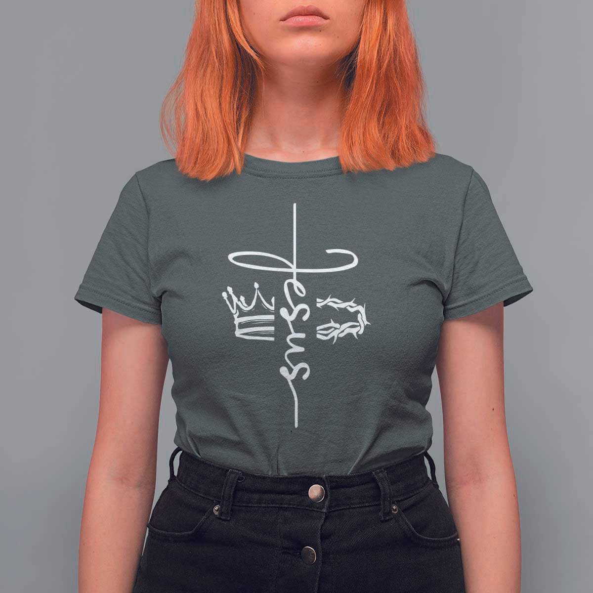 Jesus Christian Lord & Savior Crown of Thorns T Shirt For Women