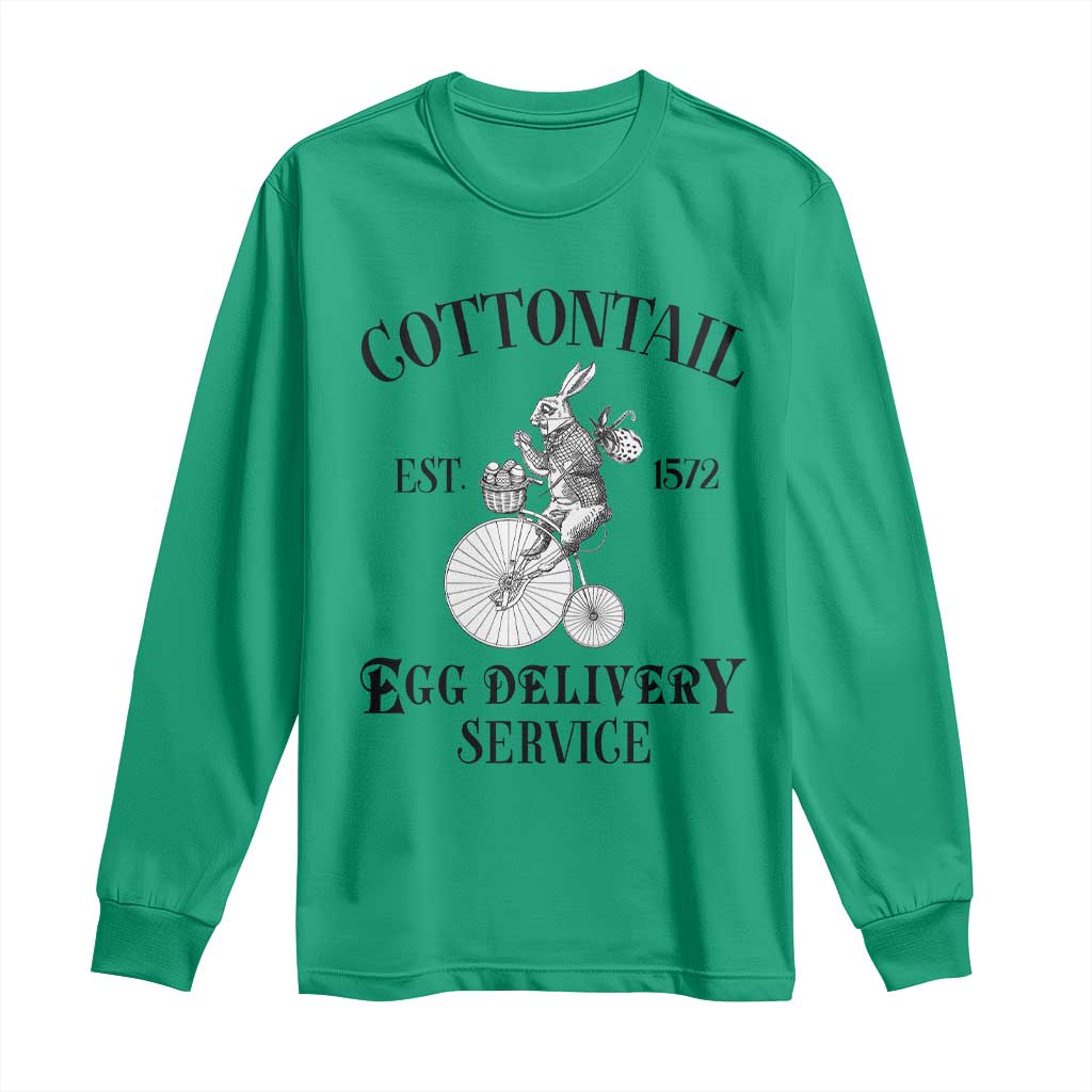 Funny Easter Day Cottontail Egg Delivery Service Long Sleeve Shirt Bunny Rabbit