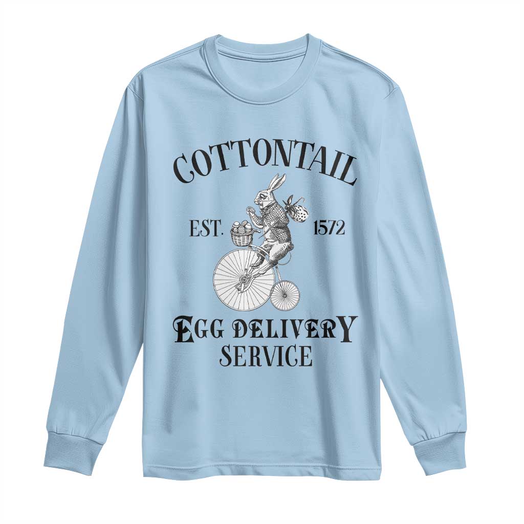 Funny Easter Day Cottontail Egg Delivery Service Long Sleeve Shirt Bunny Rabbit
