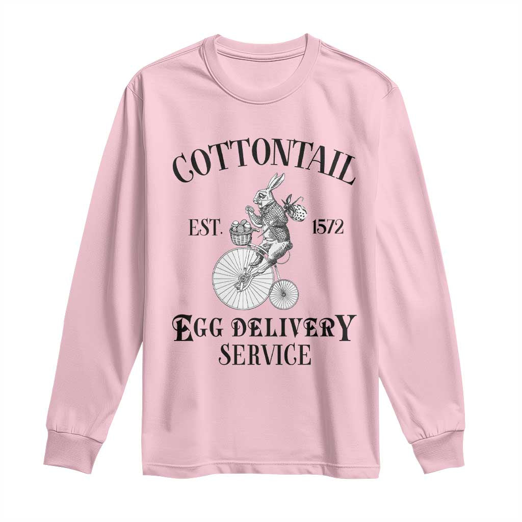 Funny Easter Day Cottontail Egg Delivery Service Long Sleeve Shirt Bunny Rabbit
