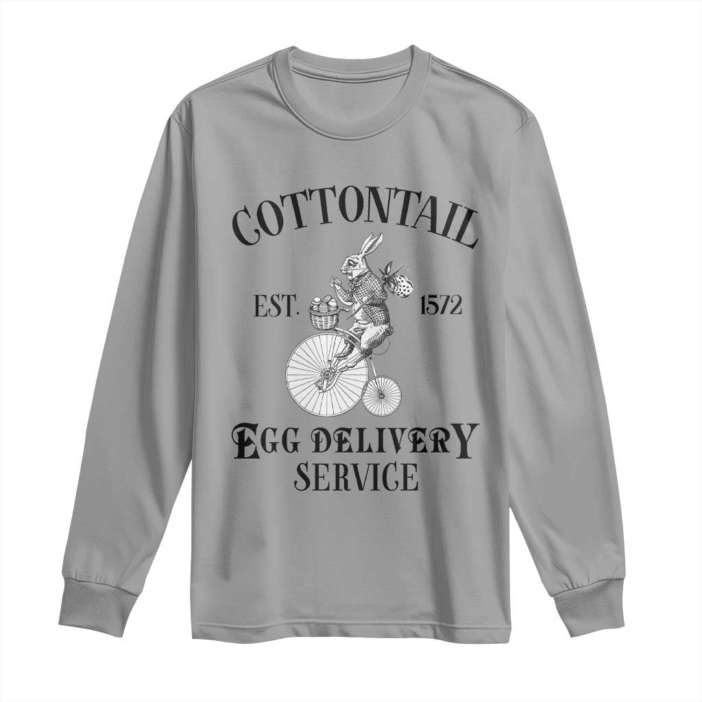 Funny Easter Day Cottontail Egg Delivery Service Long Sleeve Shirt Bunny Rabbit