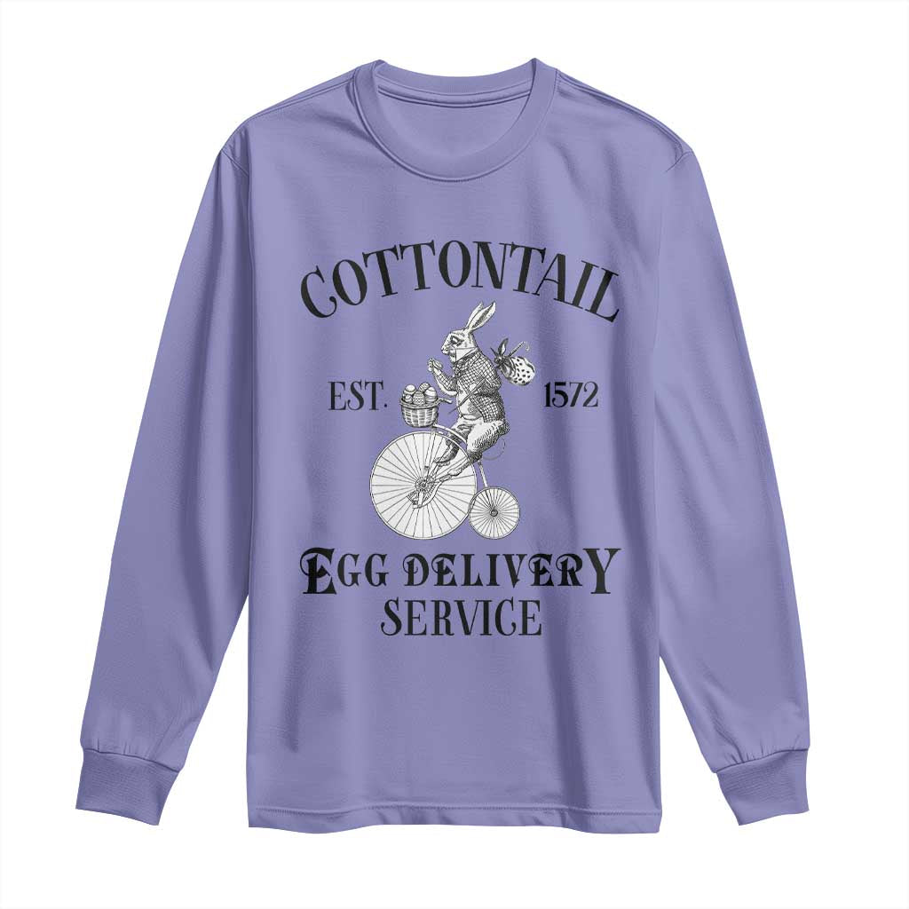 Funny Easter Day Cottontail Egg Delivery Service Long Sleeve Shirt Bunny Rabbit