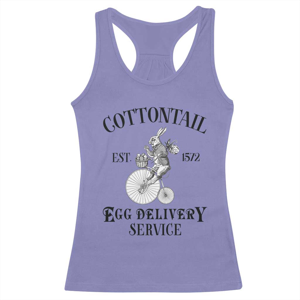 Funny Easter Day Cottontail Egg Delivery Service Racerback Tank Top Bunny Rabbit