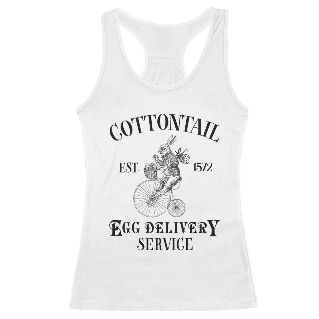 Funny Easter Day Cottontail Egg Delivery Service Racerback Tank Top Bunny Rabbit