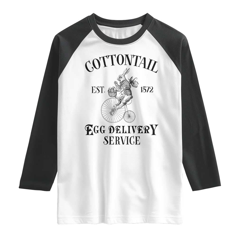 Funny Easter Day Cottontail Egg Delivery Service Raglan Shirt Bunny Rabbit