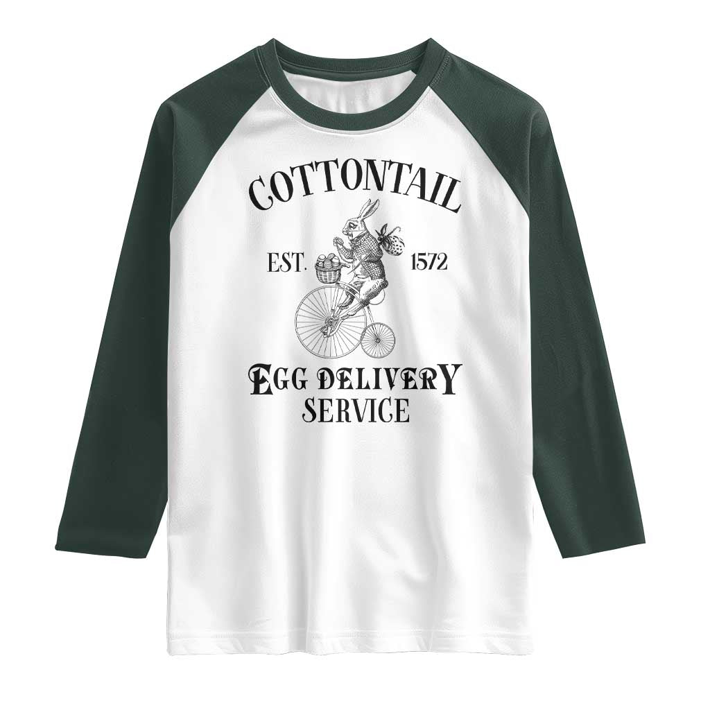 Funny Easter Day Cottontail Egg Delivery Service Raglan Shirt Bunny Rabbit