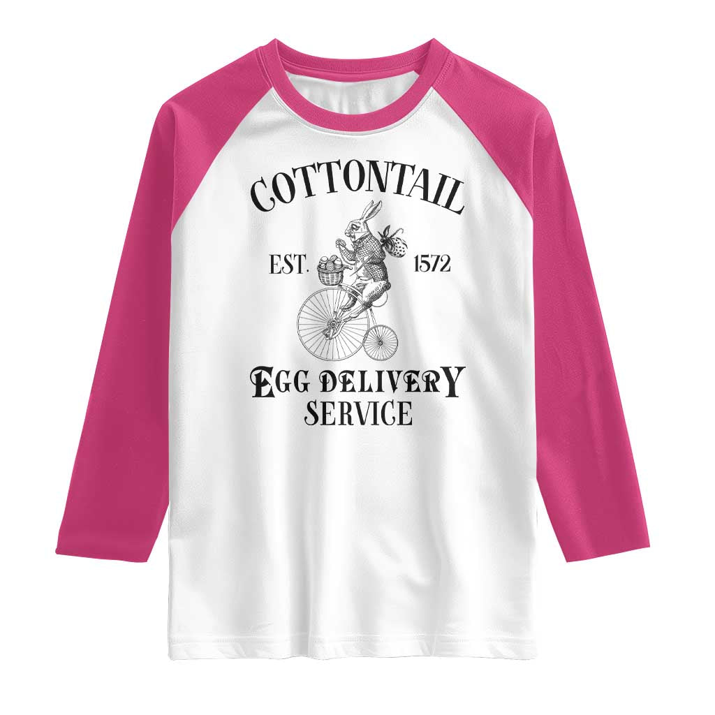 Funny Easter Day Cottontail Egg Delivery Service Raglan Shirt Bunny Rabbit