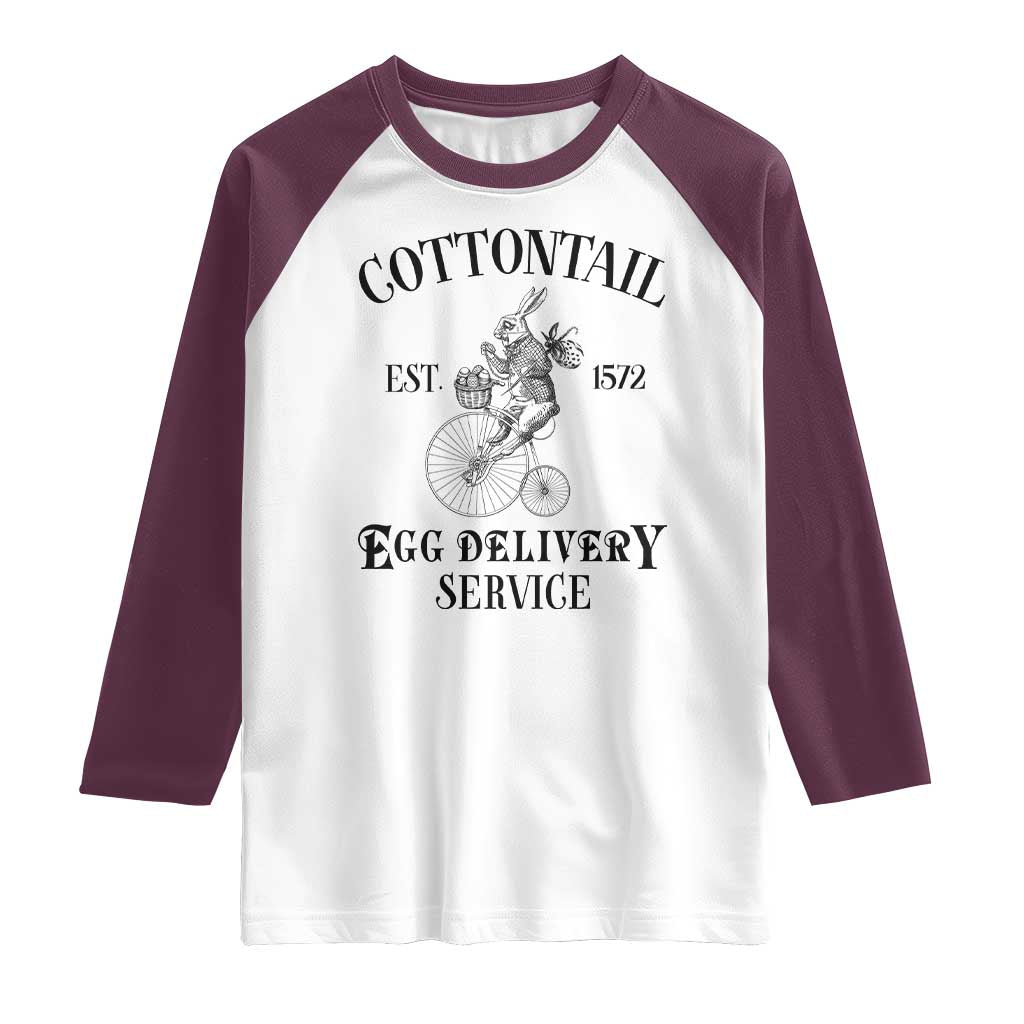 Funny Easter Day Cottontail Egg Delivery Service Raglan Shirt Bunny Rabbit