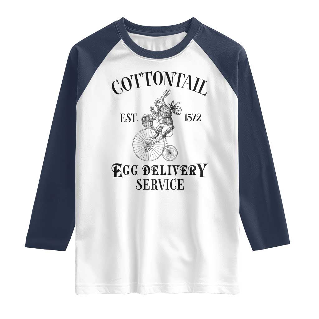 Funny Easter Day Cottontail Egg Delivery Service Raglan Shirt Bunny Rabbit