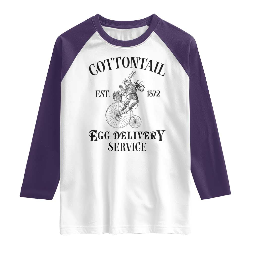 Funny Easter Day Cottontail Egg Delivery Service Raglan Shirt Bunny Rabbit