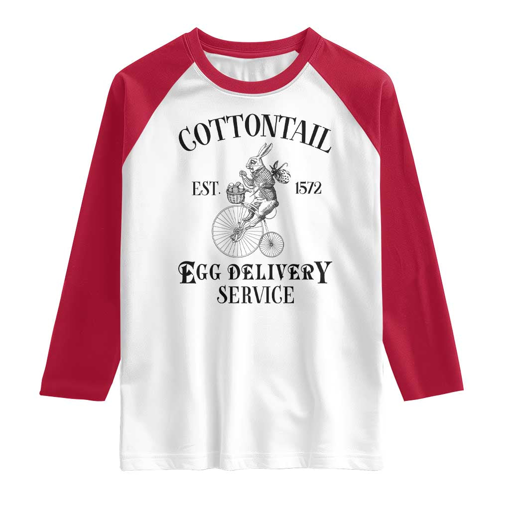 Funny Easter Day Cottontail Egg Delivery Service Raglan Shirt Bunny Rabbit