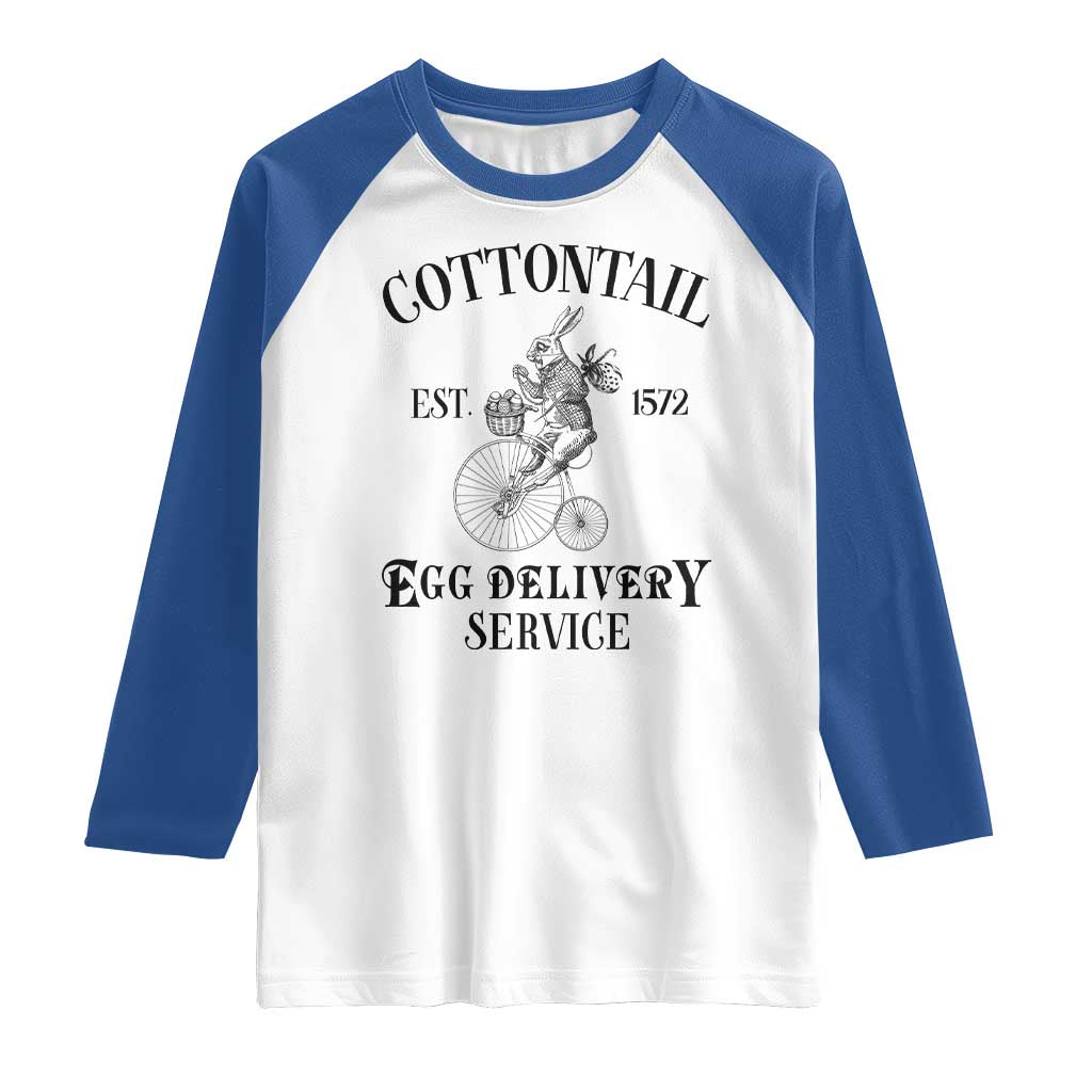 Funny Easter Day Cottontail Egg Delivery Service Raglan Shirt Bunny Rabbit