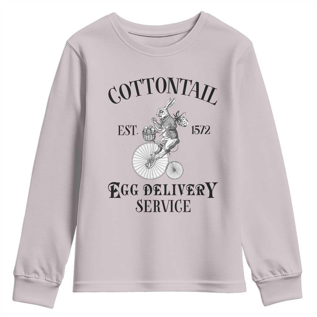 Funny Easter Day Cottontail Egg Delivery Service Youth Sweatshirt Bunny Rabbit