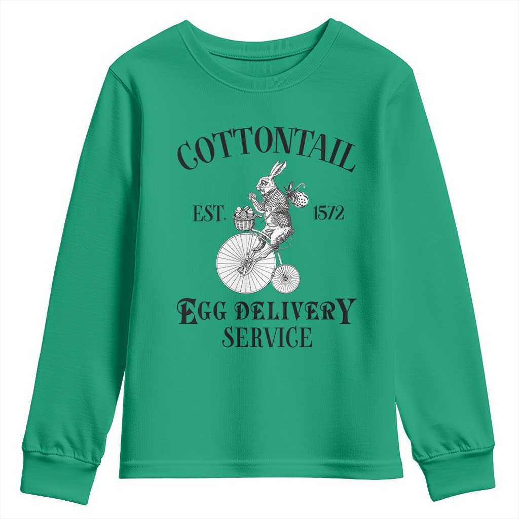 Funny Easter Day Cottontail Egg Delivery Service Youth Sweatshirt Bunny Rabbit