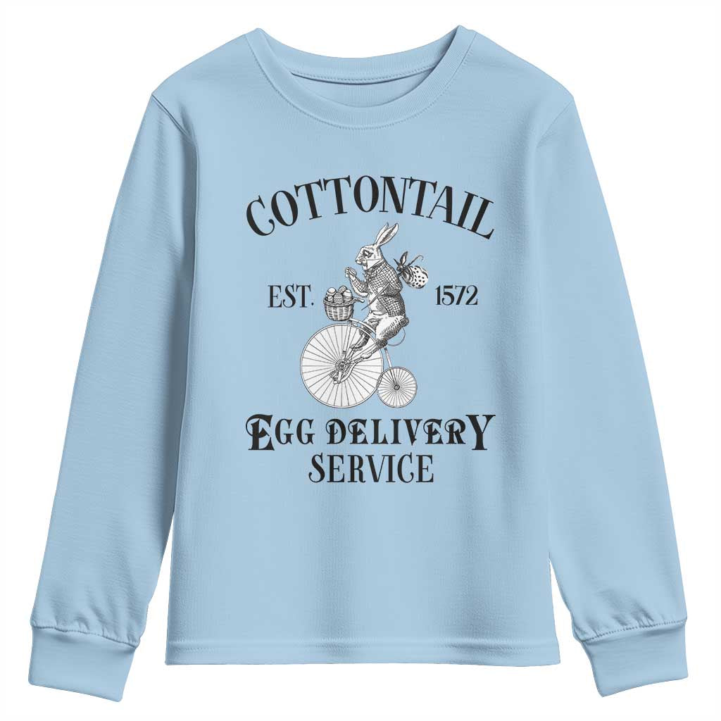 Funny Easter Day Cottontail Egg Delivery Service Youth Sweatshirt Bunny Rabbit