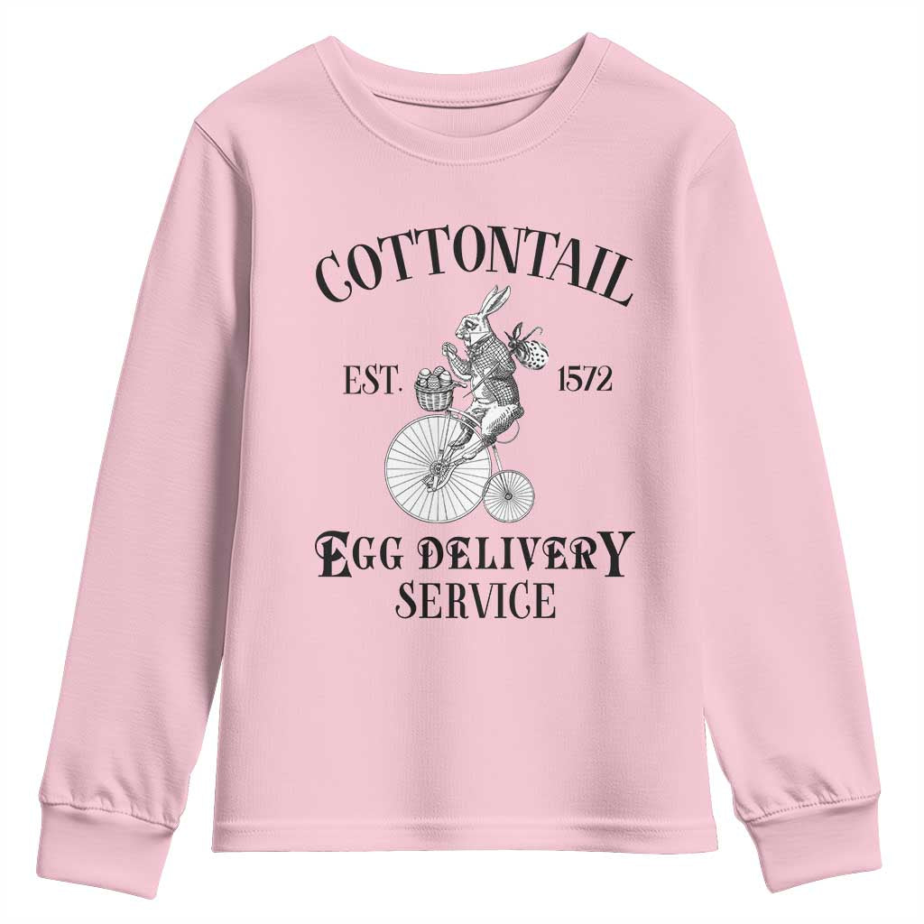 Funny Easter Day Cottontail Egg Delivery Service Youth Sweatshirt Bunny Rabbit
