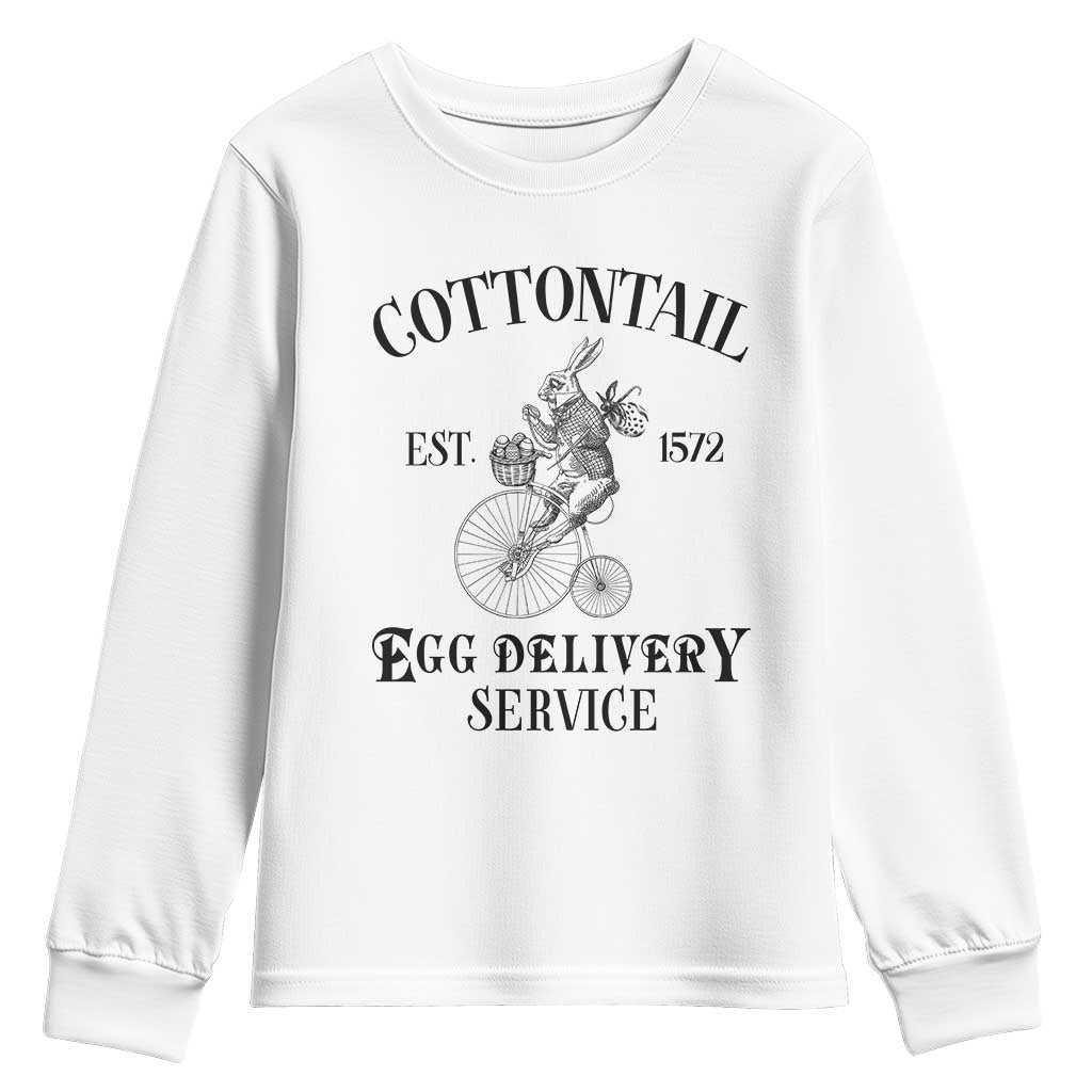 Funny Easter Day Cottontail Egg Delivery Service Youth Sweatshirt Bunny Rabbit