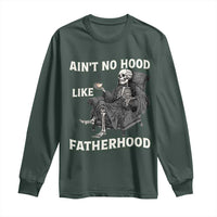 Funny Ain't No Hood Like Fatherhood Long Sleeve Shirt Skeleton Dad Father's Day