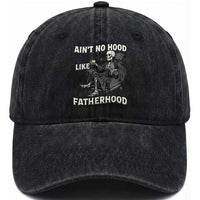 Funny Ain't No Hood Like Fatherhood Washed Cotton Baseball Cap Skeleton Dad Father's Day