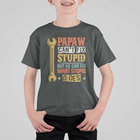 Funny Papaw Can't Fix Stupid But He Can Fix What Stupid Does T Shirt For Kid Grandpa Father's Day