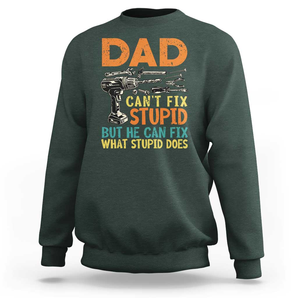 Funny Dad Can't Fix Stupid But He Can Fix What Stupid Does Sweatshirt Father's Day