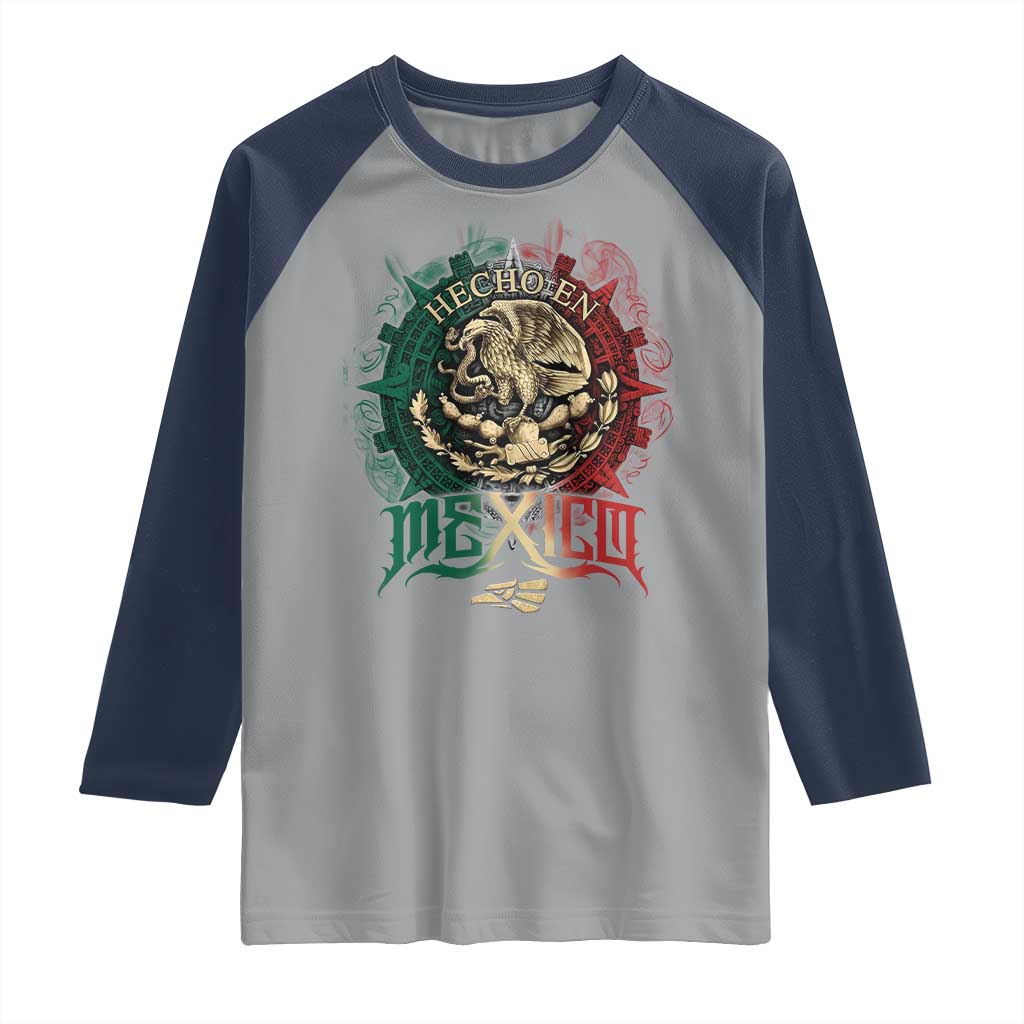 Hecho En Mexico Raglan Shirt Mexican Pride Aztec Eagle