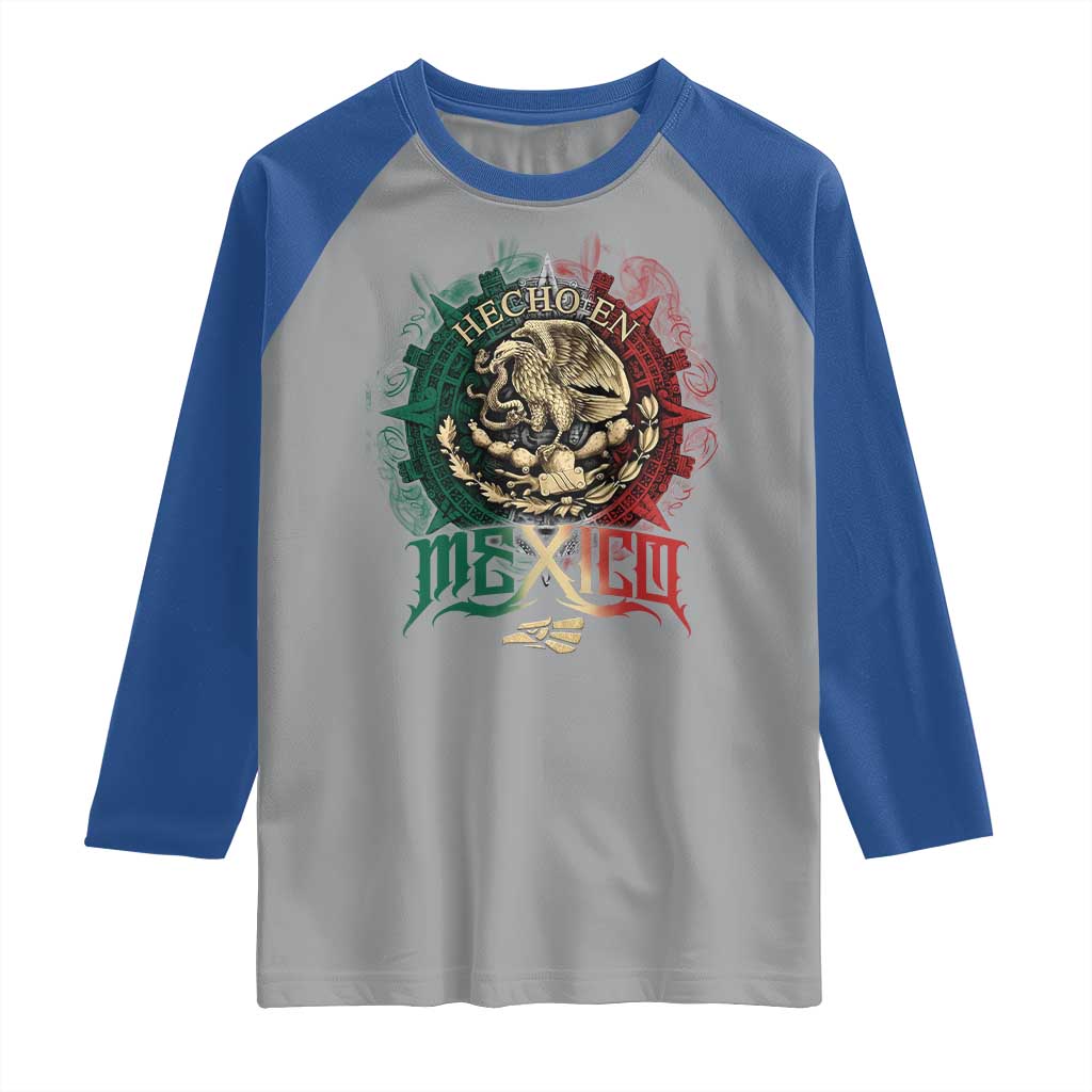 Hecho En Mexico Raglan Shirt Mexican Pride Aztec Eagle