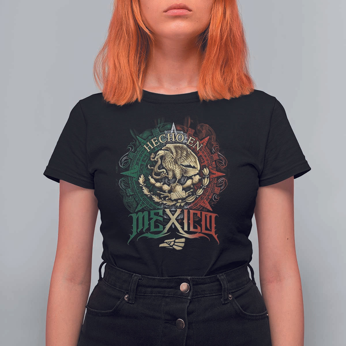 Hecho En Mexico T Shirt For Women Mexican Pride Aztec Eagle