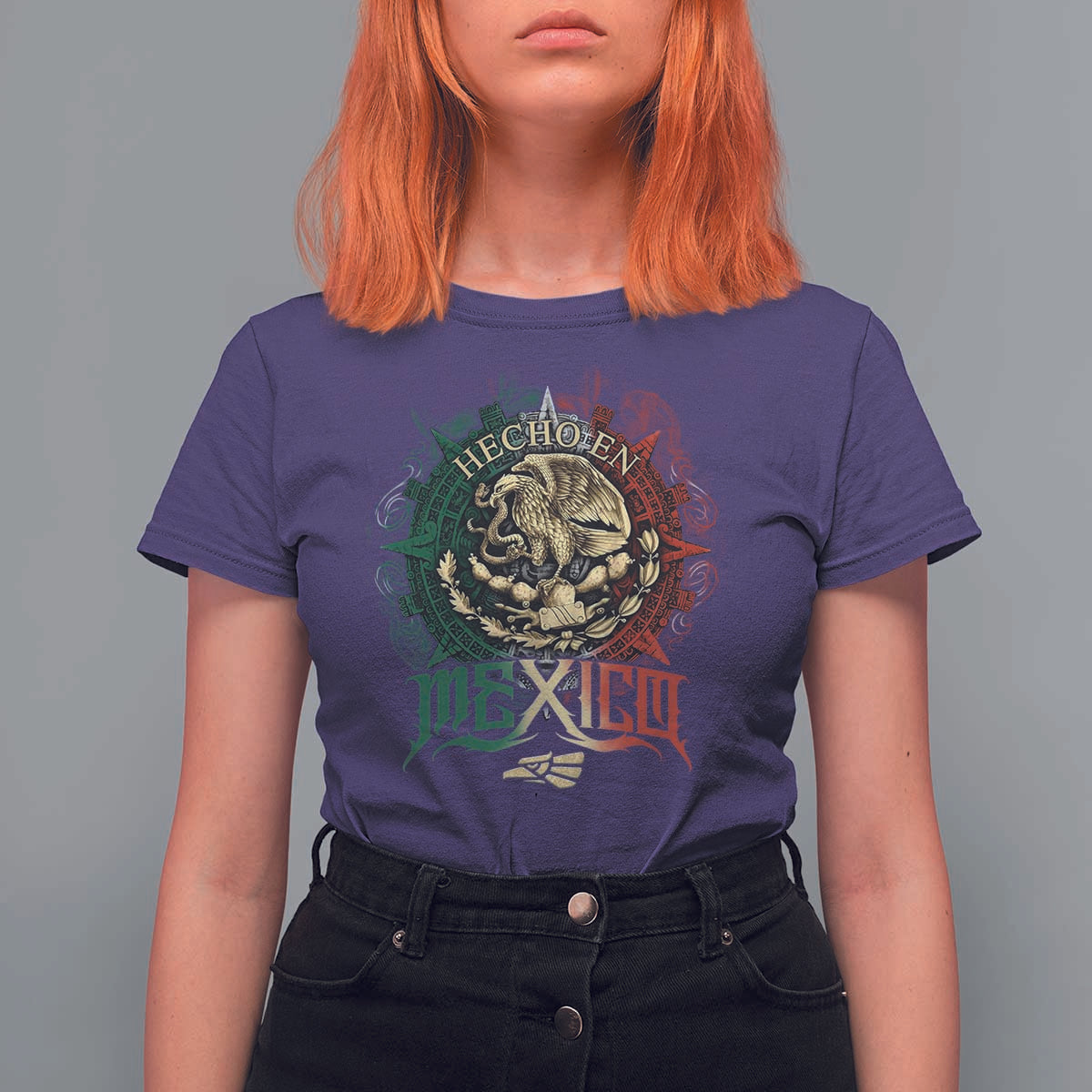Hecho En Mexico T Shirt For Women Mexican Pride Aztec Eagle