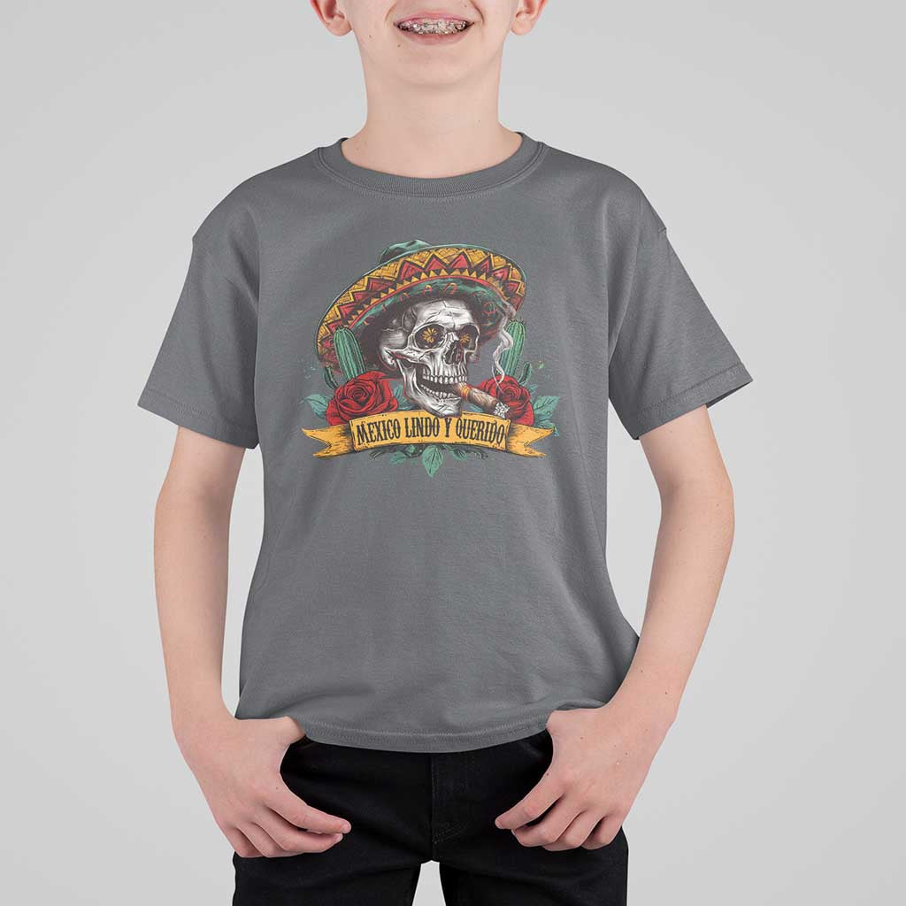 Funny Mexico Lindo Y Querido T Shirt For Kid Mexican Pride Vintage Sombrero Hat Skull