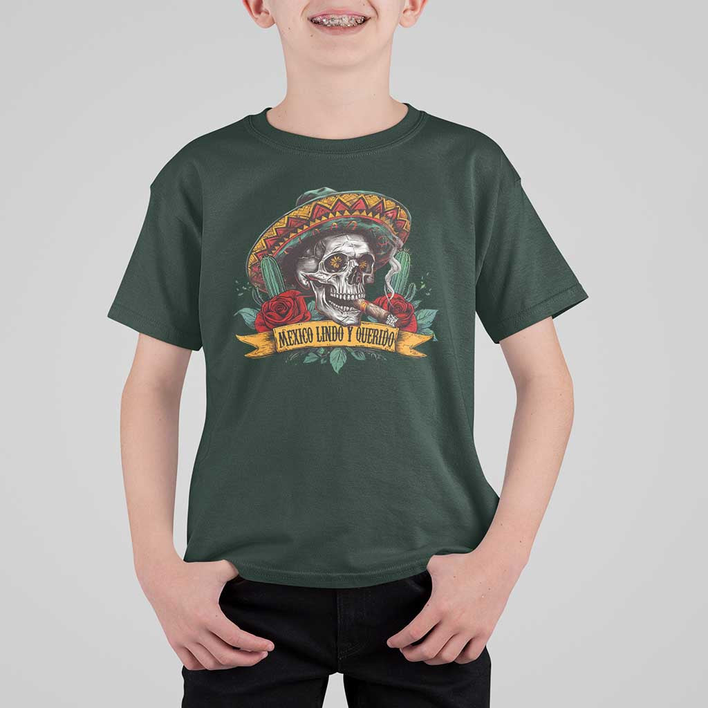 Funny Mexico Lindo Y Querido T Shirt For Kid Mexican Pride Vintage Sombrero Hat Skull