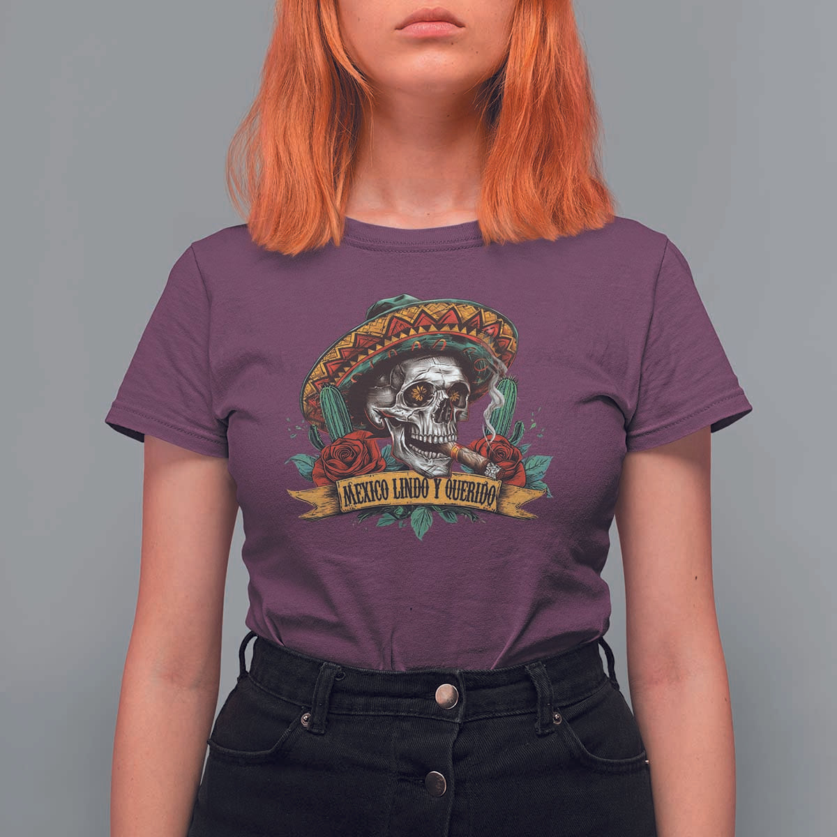 Funny Mexico Lindo Y Querido T Shirt For Women Mexican Pride Vintage Sombrero Hat Skull