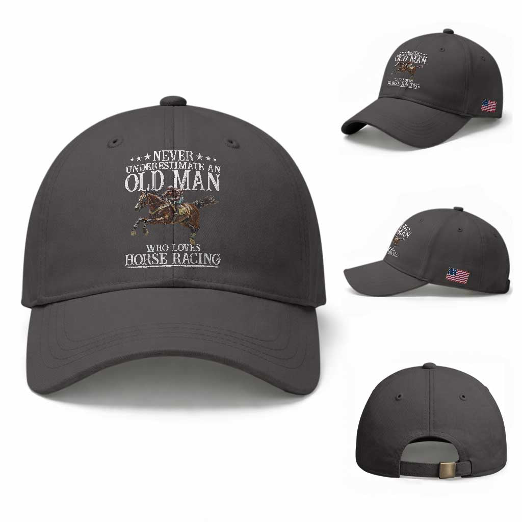 Funny Never Underestimate An Old Man Who Loves Horse Racing Baseball Cap