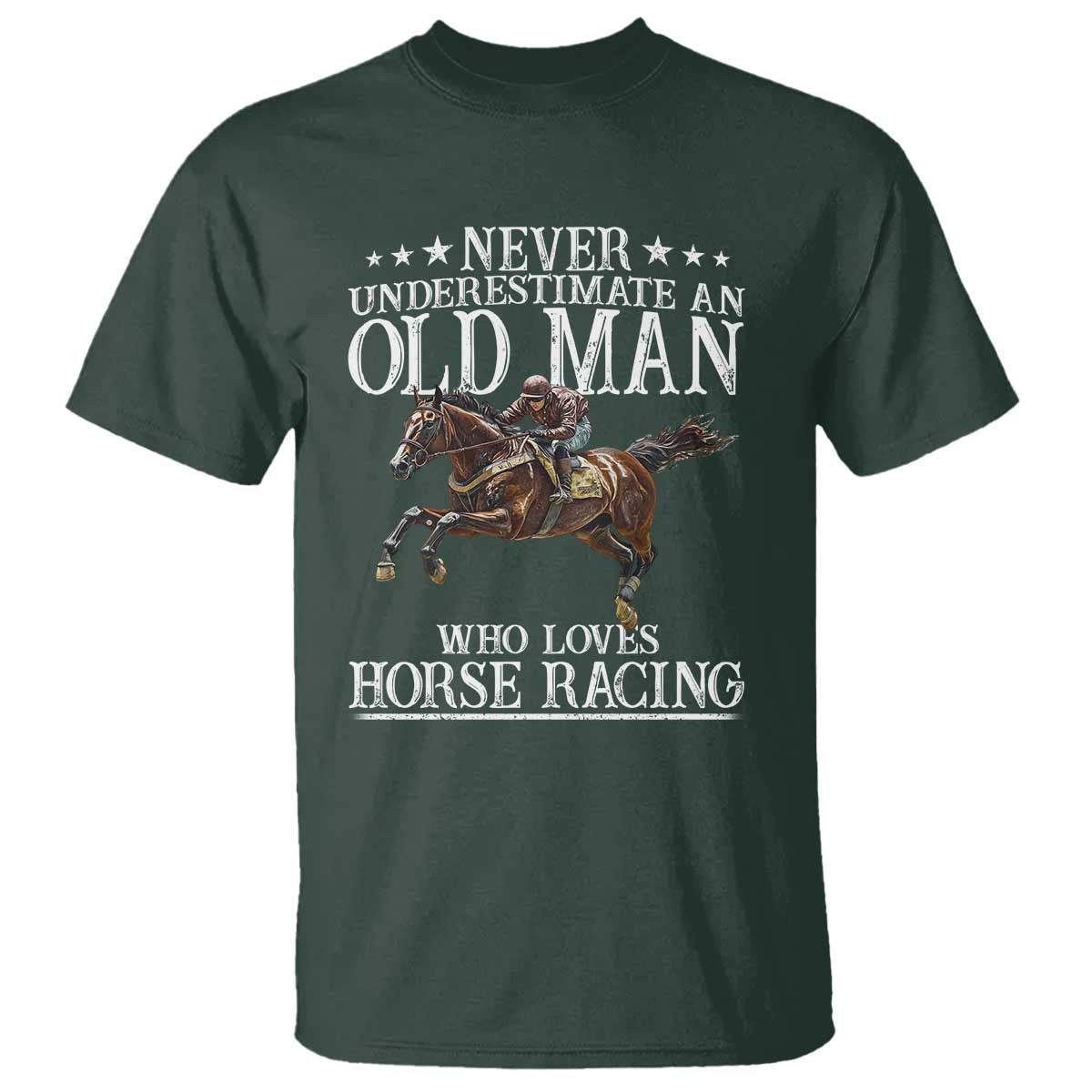 Funny Never Underestimate An Old Man Who Loves Horse Racing T Shirt