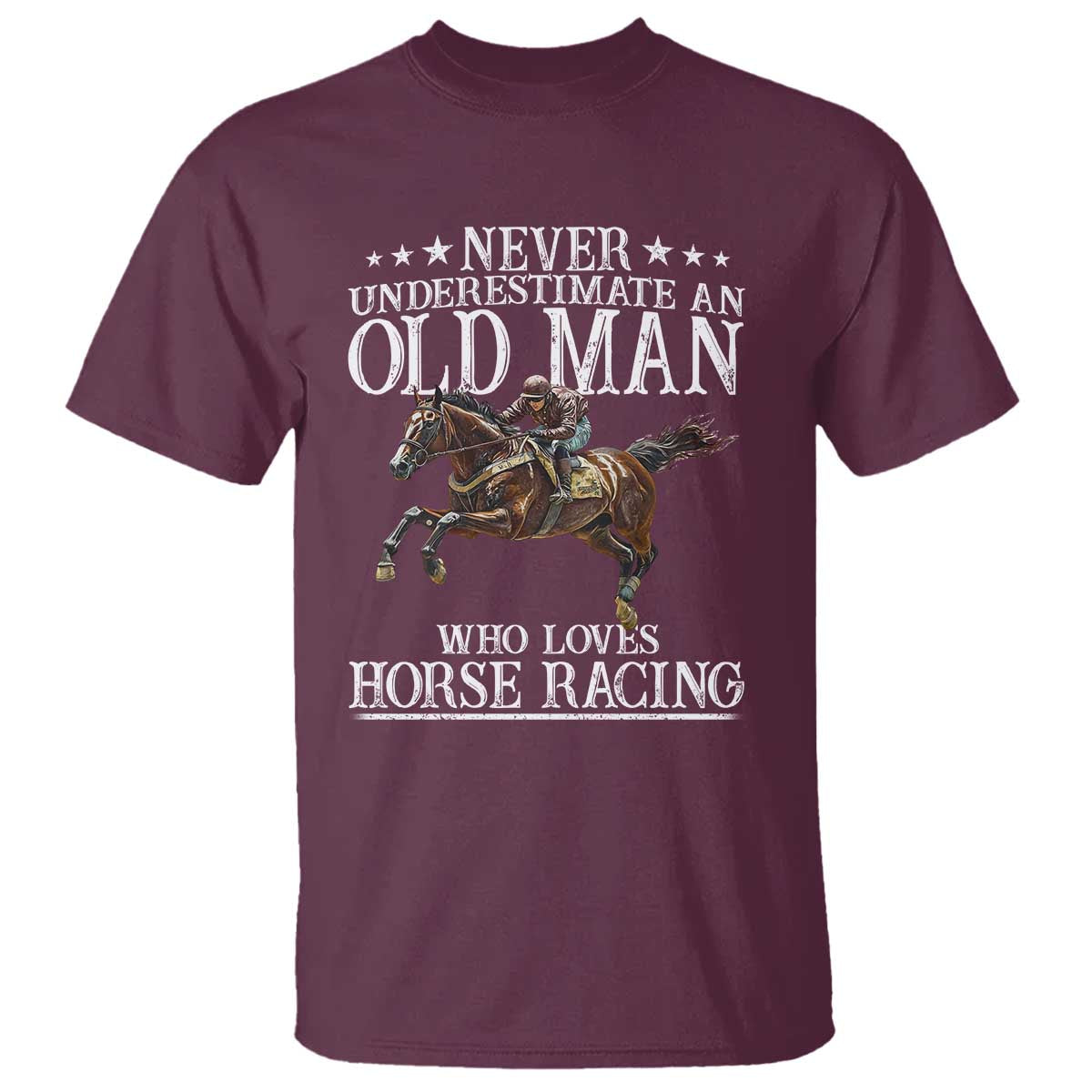 Funny Never Underestimate An Old Man Who Loves Horse Racing T Shirt