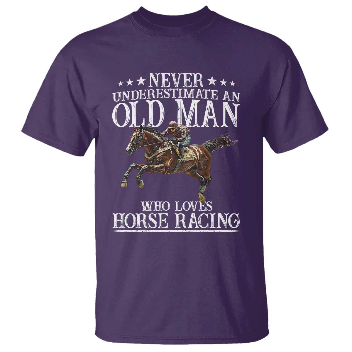 Funny Never Underestimate An Old Man Who Loves Horse Racing T Shirt