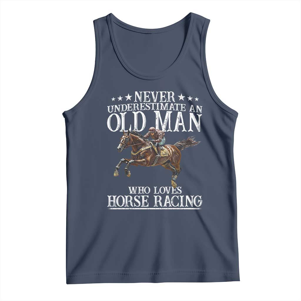 Funny Never Underestimate An Old Man Who Loves Horse Racing Tank Top